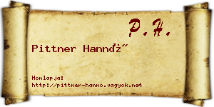 Pittner Hannó névjegykártya